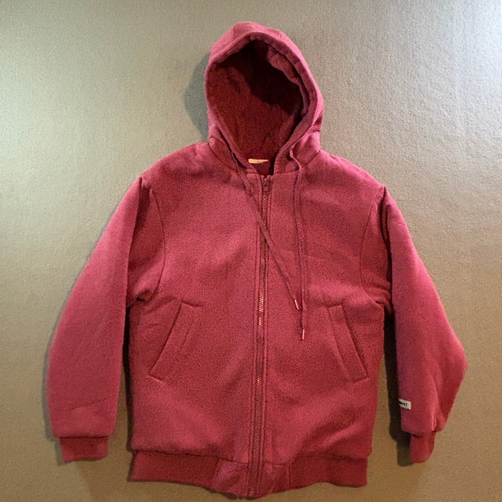 Comfrt Weighted Zip Up Hoodie Womens XS Pink Heavyweight Fleece Jacket